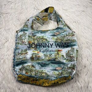 Johnny Was Lightweight Nylon Tote Shopper Reusable River Landscape Motif